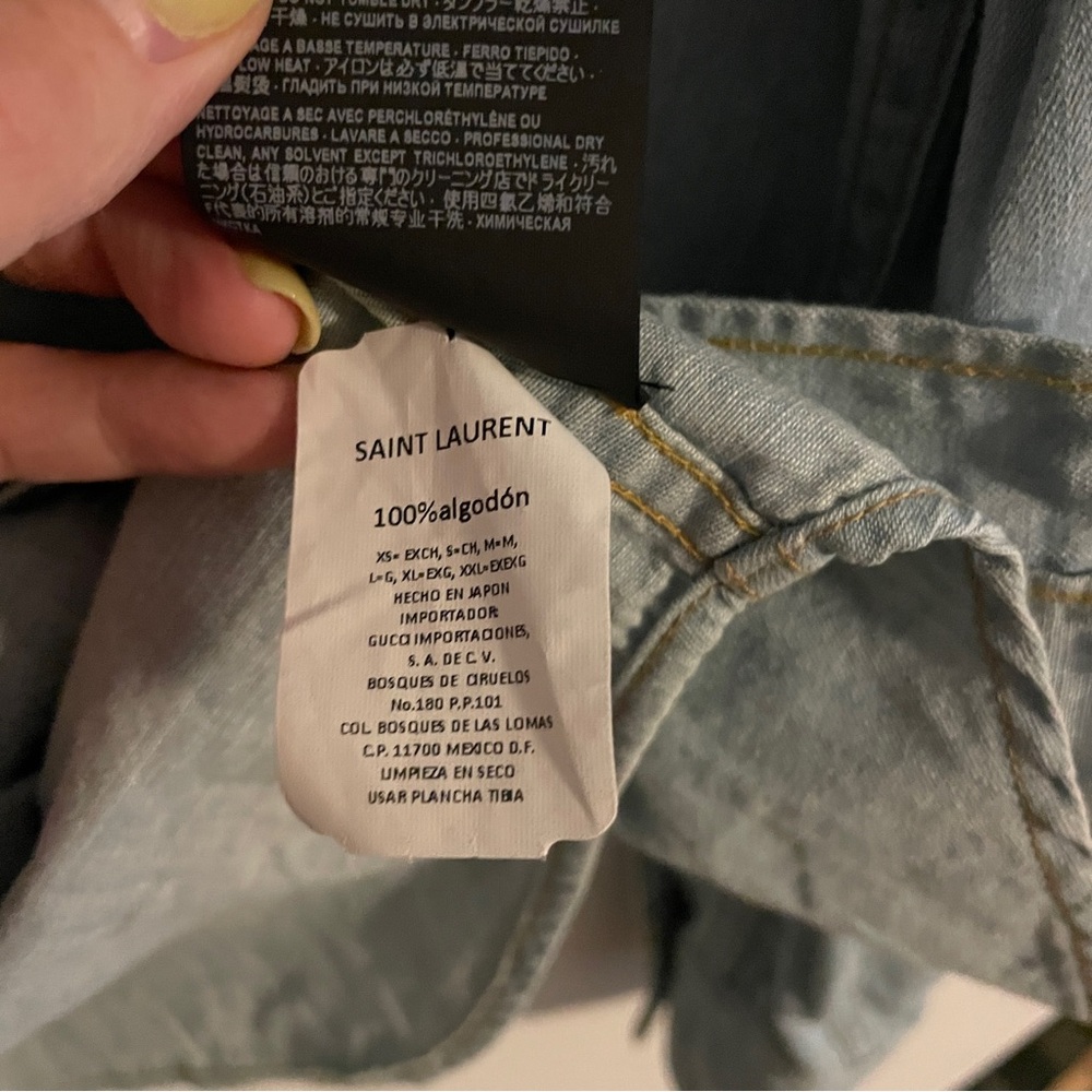 Saint Laurent Chambray Button Down Ruffle Collar - image 7